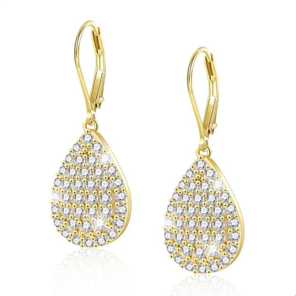 14K Gold Plated Heart Waterdrop Trendy Hypoallergenic Earring for Women - Picture 1 of 8